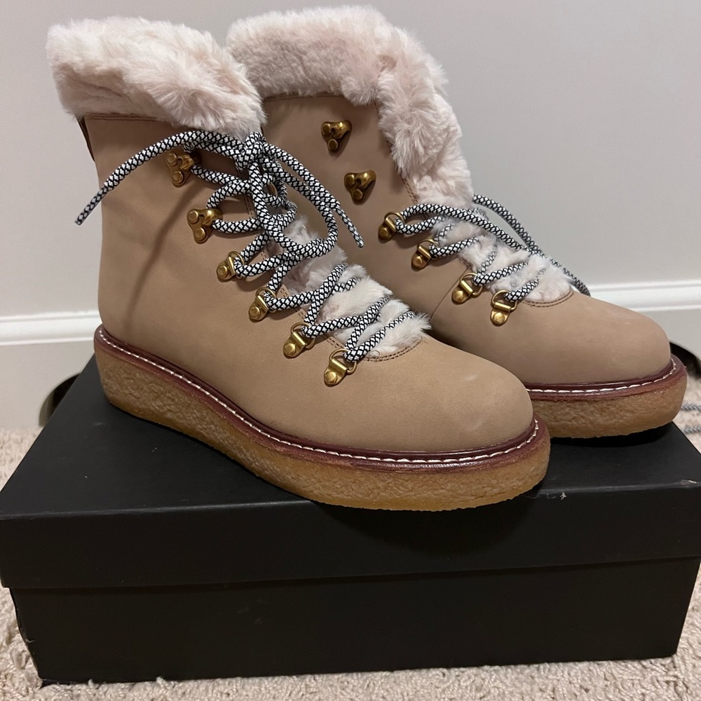NIB JCrew Nubuck Winter Boots with Wedge Sole